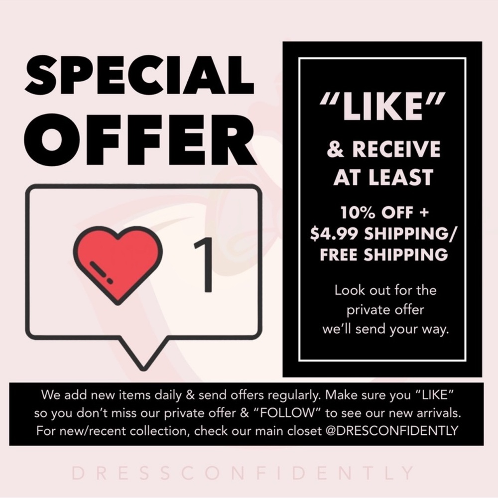 LIKE an item & receive 10% OFF + 4.99 in shipping or even FREE SHIPPING!